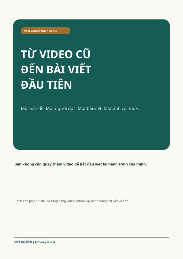 Bìa workbook Từ video cũ đến bài viết đầu tiên